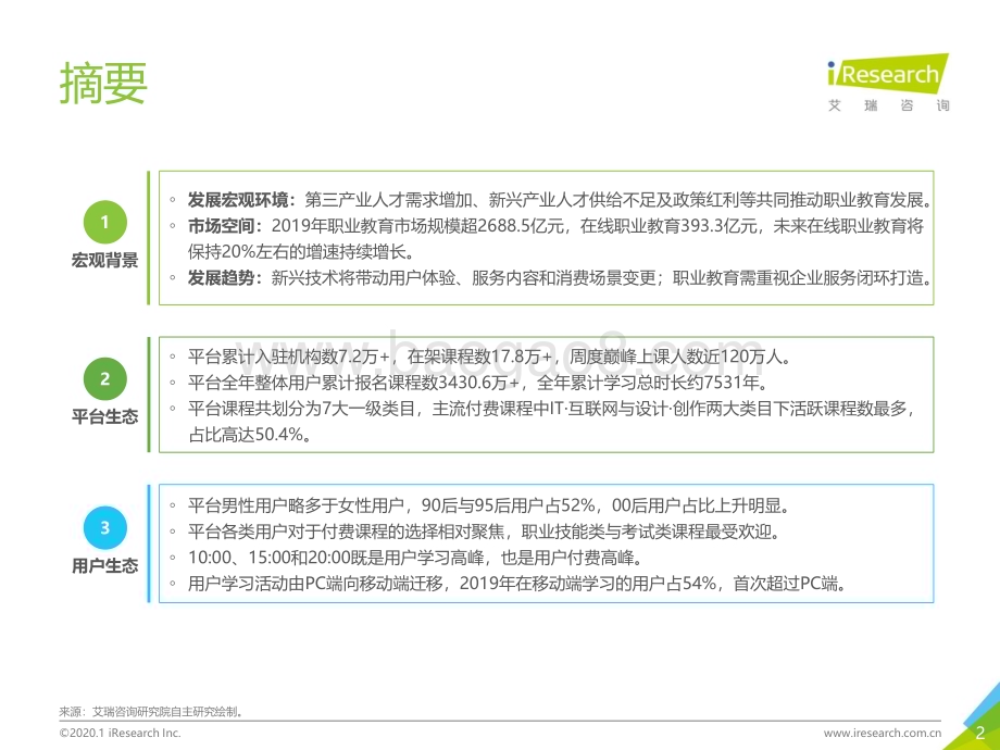 2020112_艾瑞咨询_2020年中国在线教育平台用户大数据报告—腾讯课堂数据篇（48页）.pdf_第2页