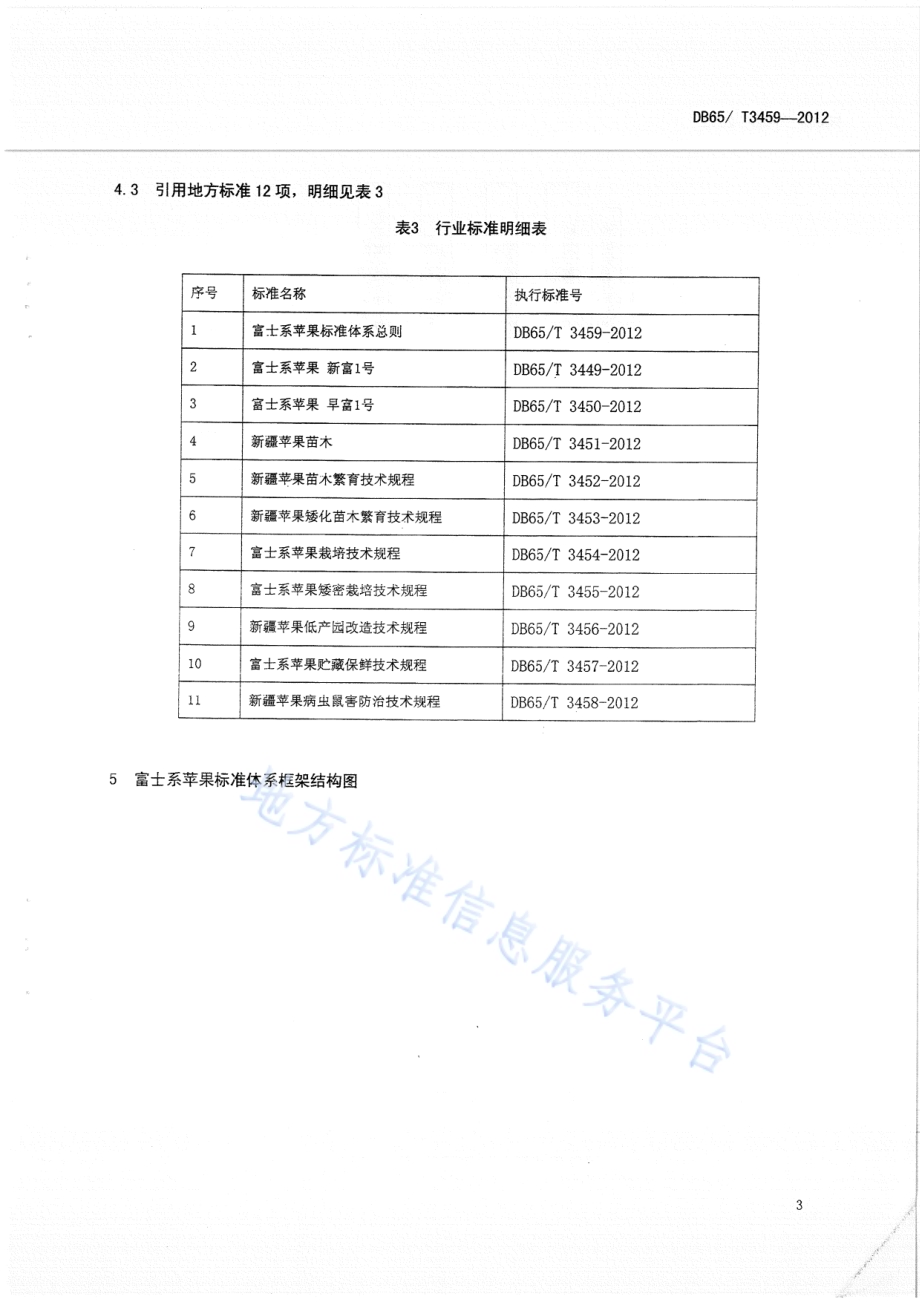 富士系苹果 标准体系总则DB65／T 3459-2012.pdf_第5页