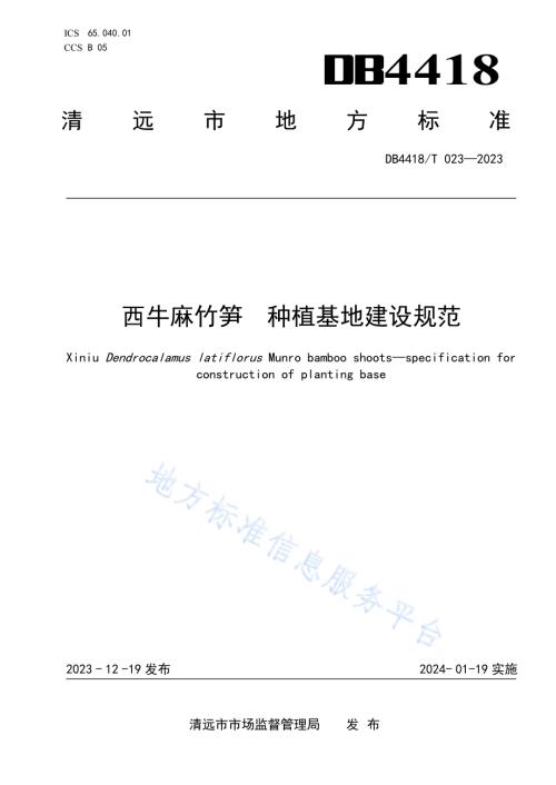 西牛麻竹笋种植基地建设规范DB4418／T 023—2023.pdf