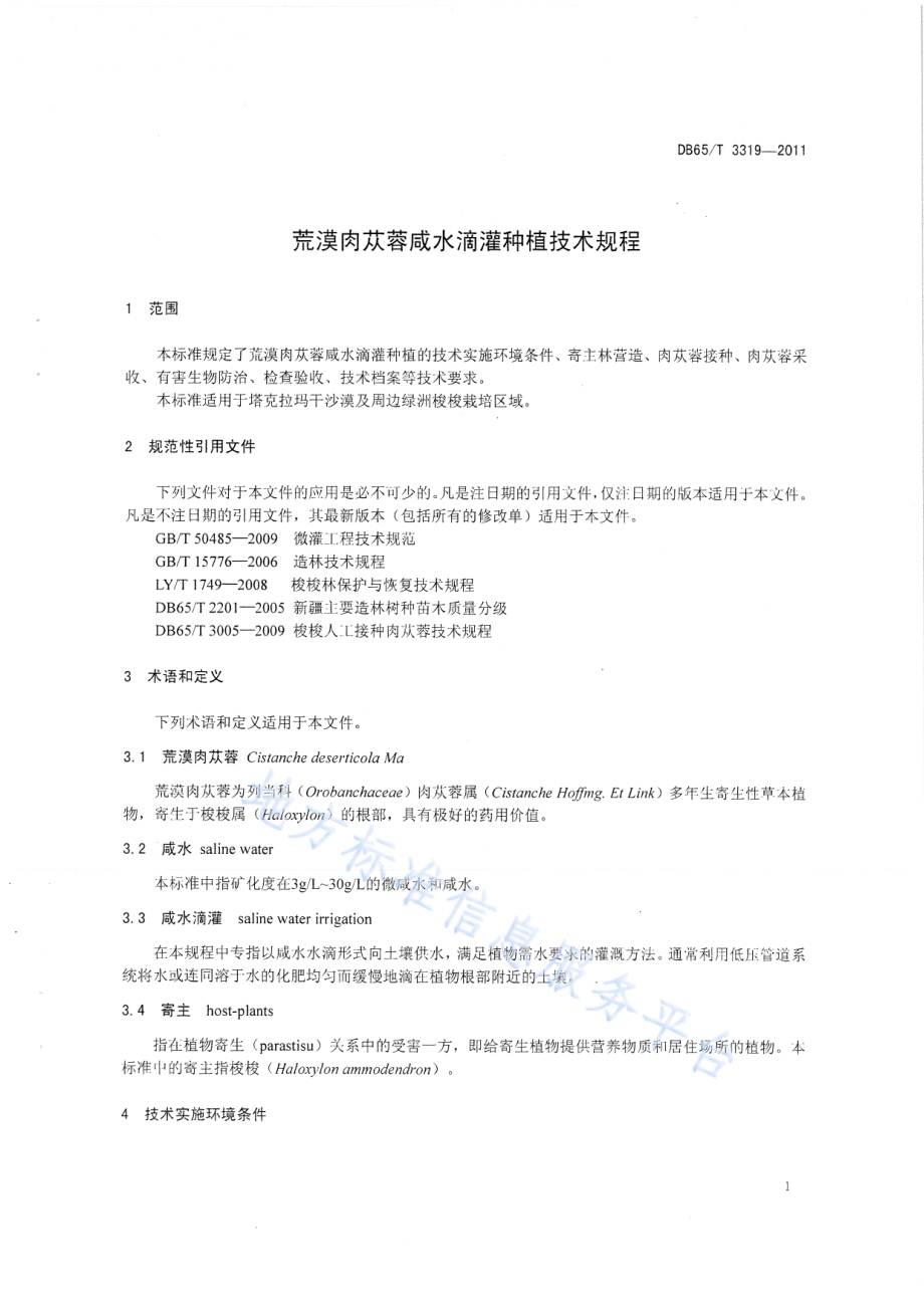 荒漠肉苁蓉咸水滴灌种植技术规程DB65／T 3319-2011.pdf_第3页