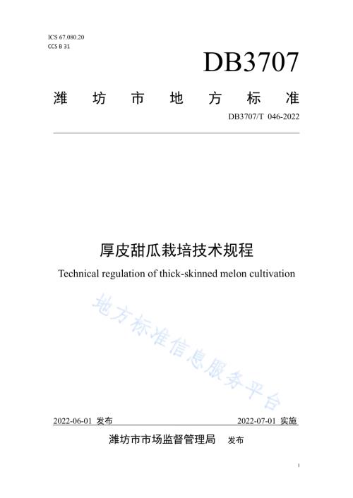 厚皮甜瓜栽培技术规程DB3707／T 046-2022.pdf