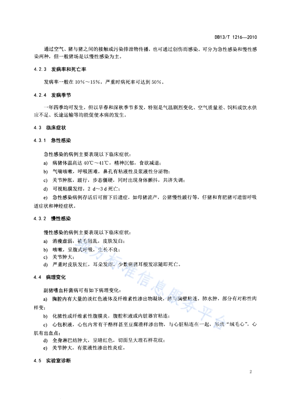 副猪嗜血杆菌病防治技术规程DB13／T 1216-2010.pdf_第4页