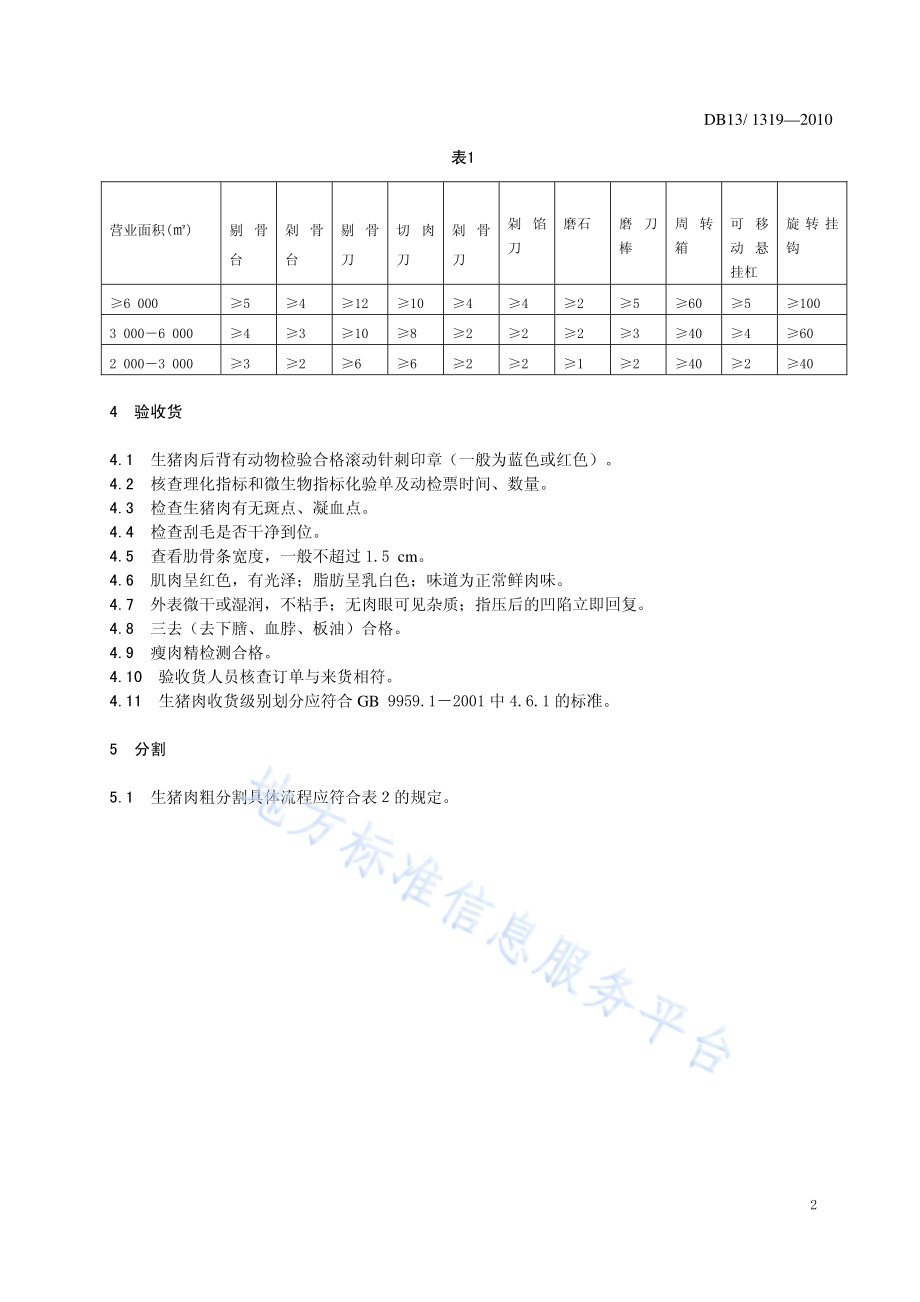 超市生猪肉分割销售规范DB13／T 1319-2010.pdf_第4页