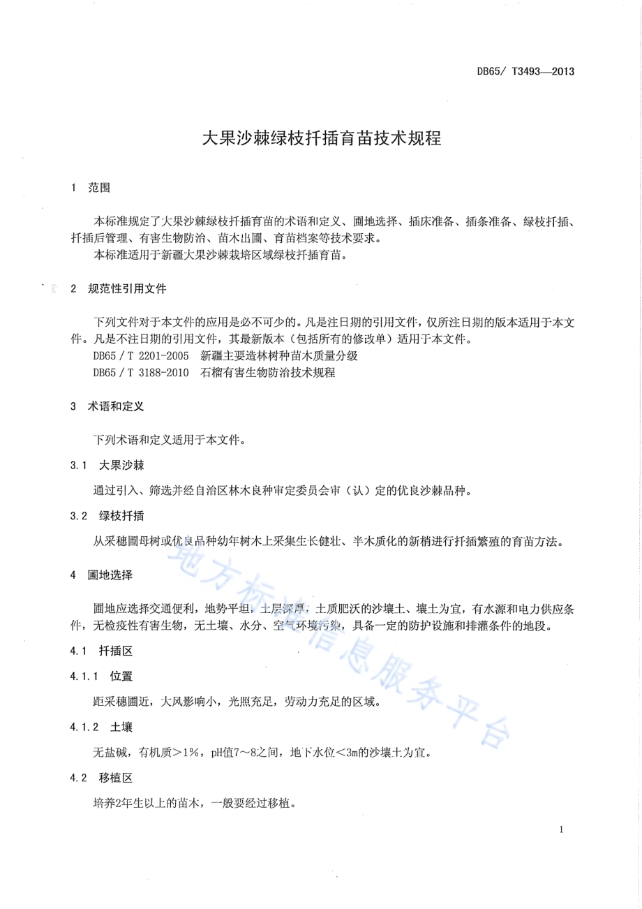 大果沙棘绿枝扦插育苗技术规程DB65／T 3493-2013.pdf_第3页