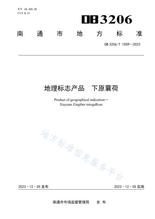 地理标志产品 下原蘘荷DB3206／T 1059-2023.pdf