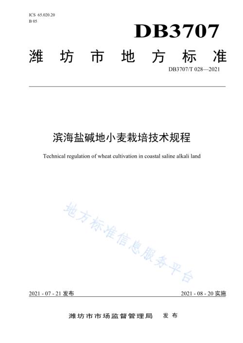滨海盐碱地小麦栽培技术规程DB3707／T 28-2021.pdf
