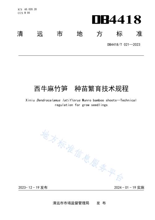 西牛麻竹笋种苗繁育技术规程DB4418／T 021—2023.pdf