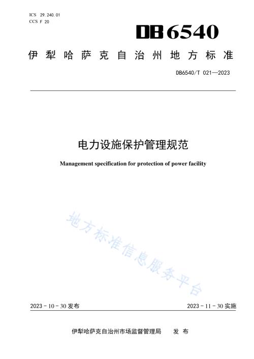 电力设施保护管理规范DB6540／T 021-2023.pdf