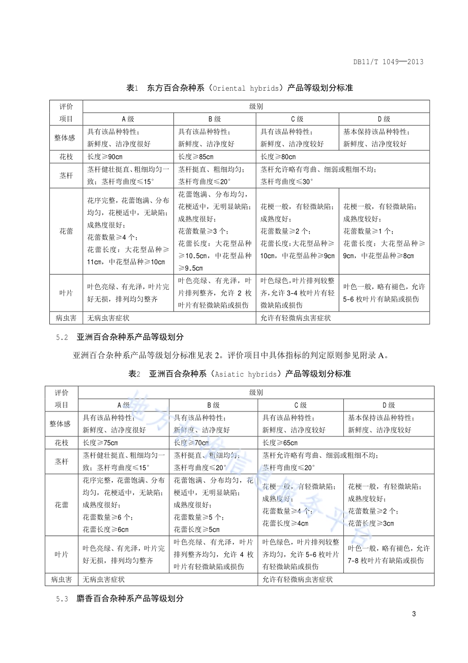 花卉产品等级 切花百合DB11／T 1049-2013.pdf_第5页