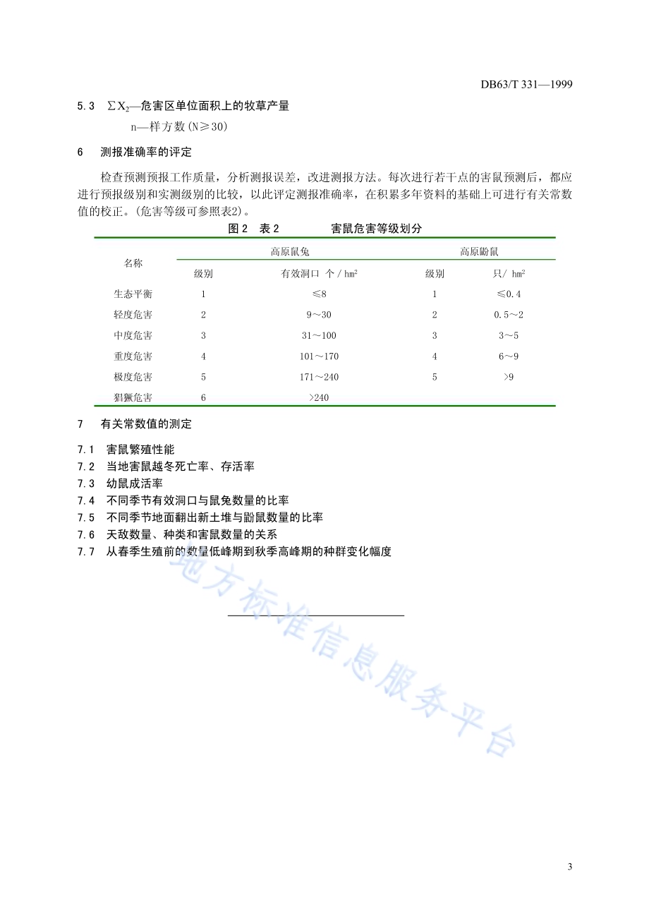 草地鼠害预测预报技术规程DB63／T331—1999.pdf_第5页