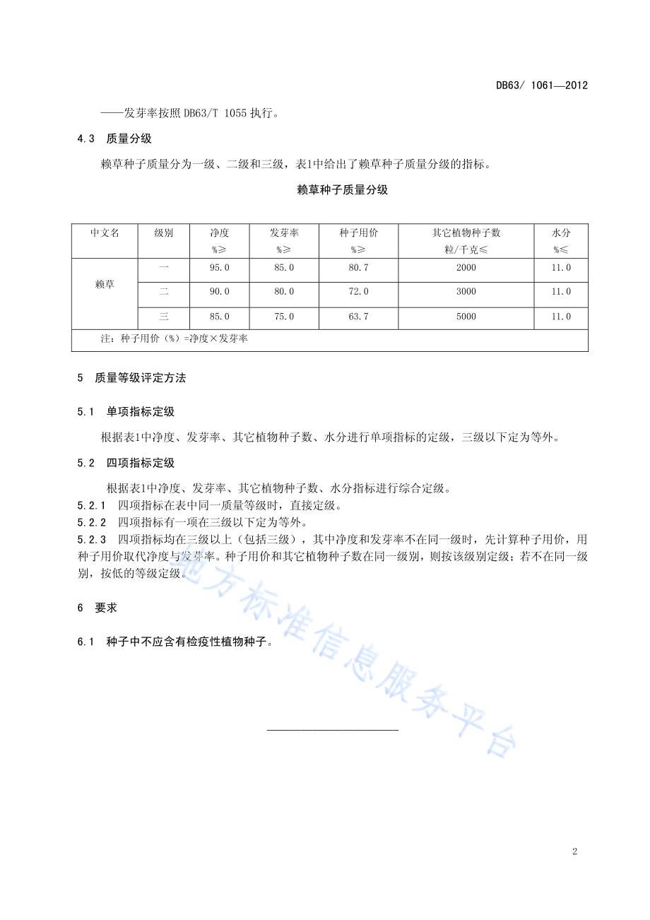 赖草种子质量分级DB63／T 1061-2012.pdf_第4页