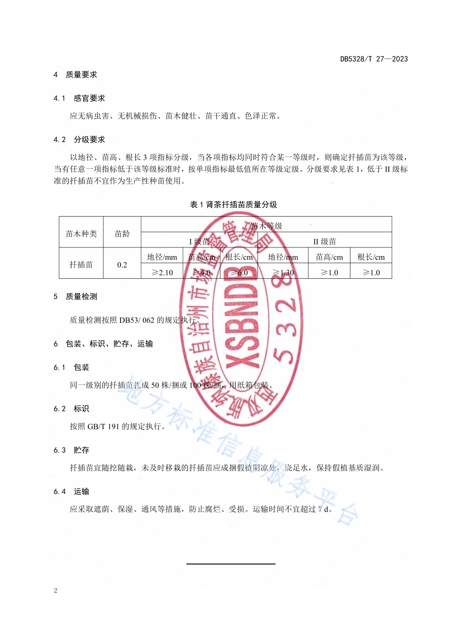 肾茶扦插苗质量要求DB5328／T 27-2023.pdf_第4页