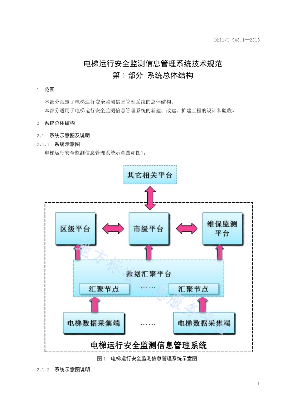 电梯运行安全监测信息管理系统技术规范 第1部分：系统总体结构DB11／T 948.1-2013.pdf_第4页