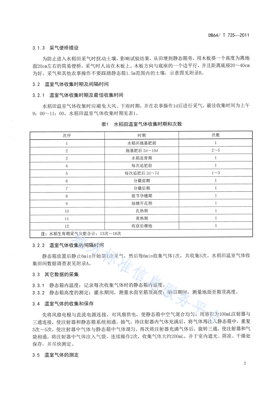 静态箱法测定水稻田温室气体技术规程DB64／T 725-2011.pdf_第4页