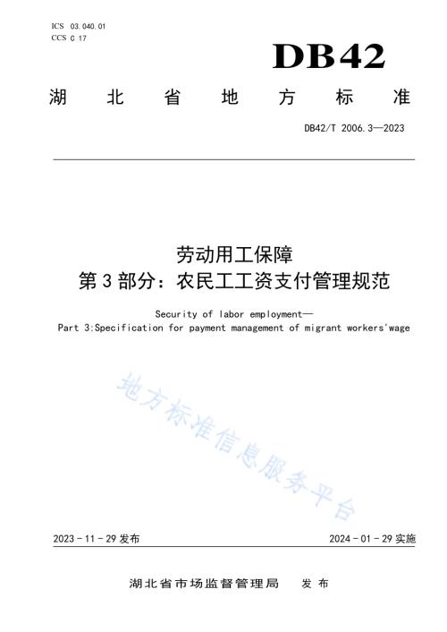 劳动用工保障第3部分：农民工工资支付管理规范DB42／T 2006.3-2023.pdf