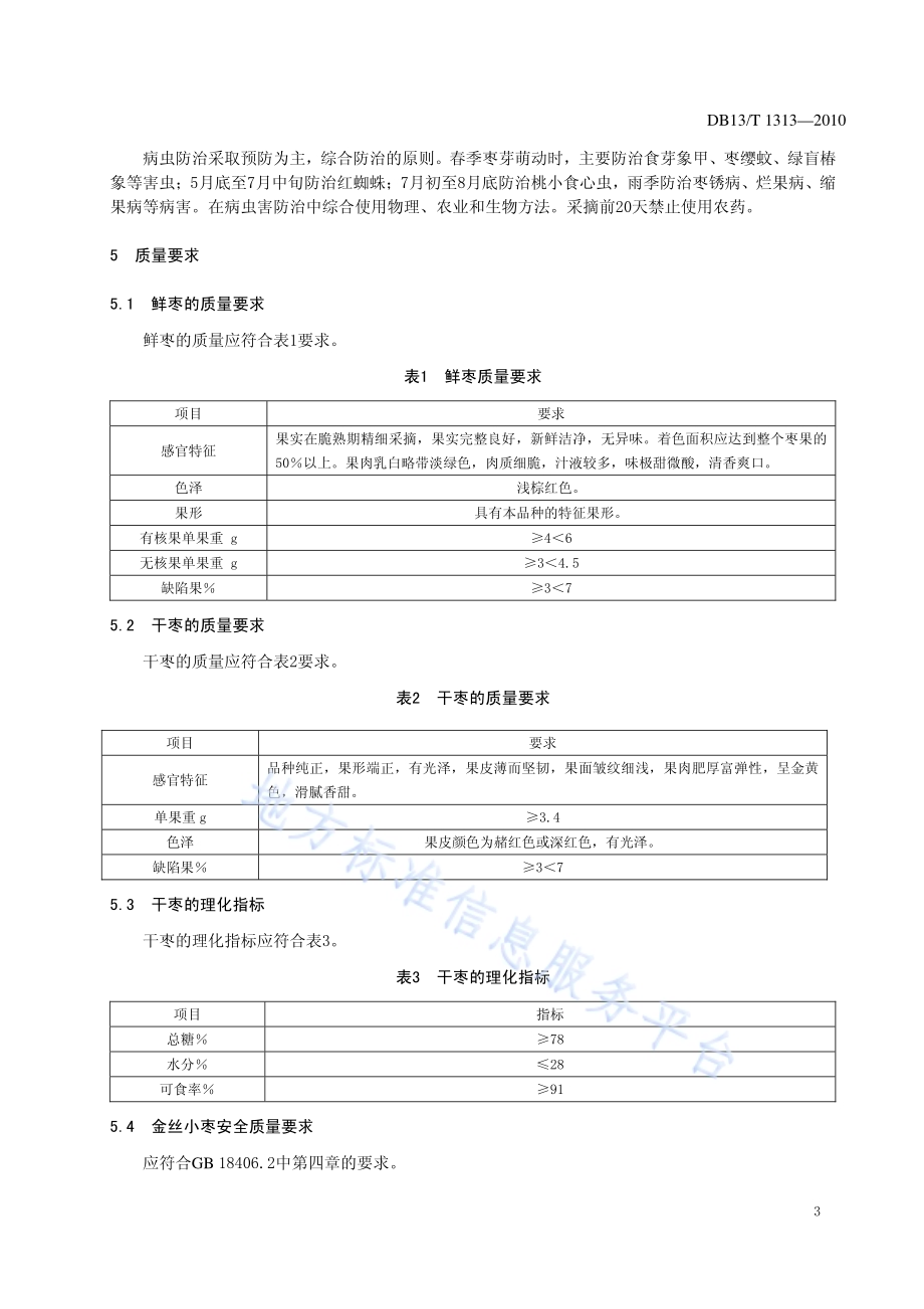地理标志产品 沧州金丝小枣DB13／T 1313-2010.pdf_第5页