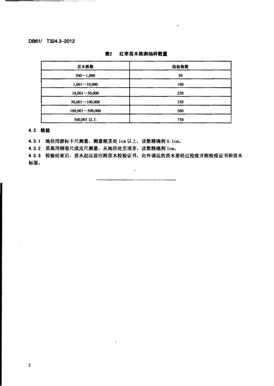 红枣苗木质量等级DB61／T 324.3-2012.pdf_第4页