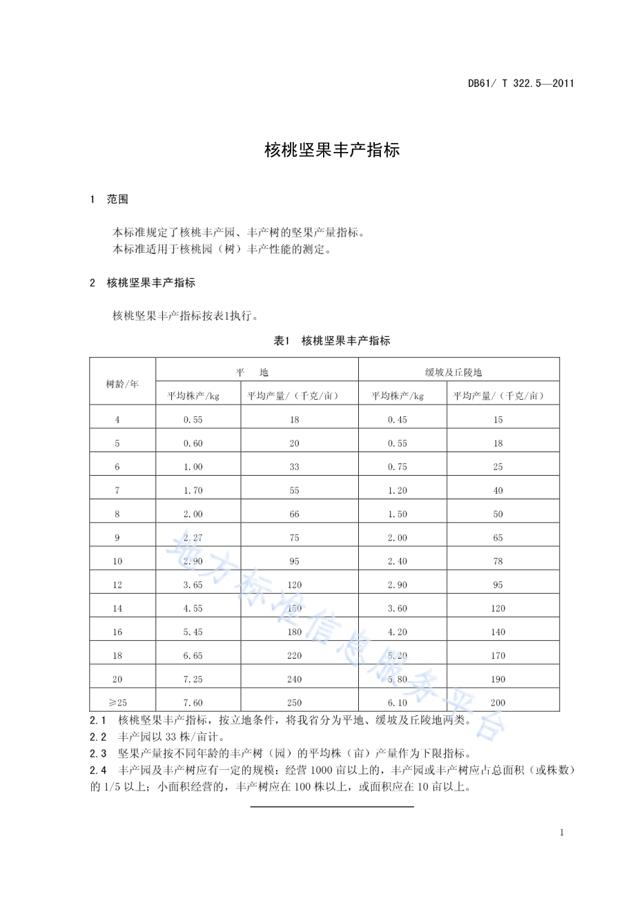 核桃坚果丰产指标DB61／T 322.5-2011.pdf_第3页