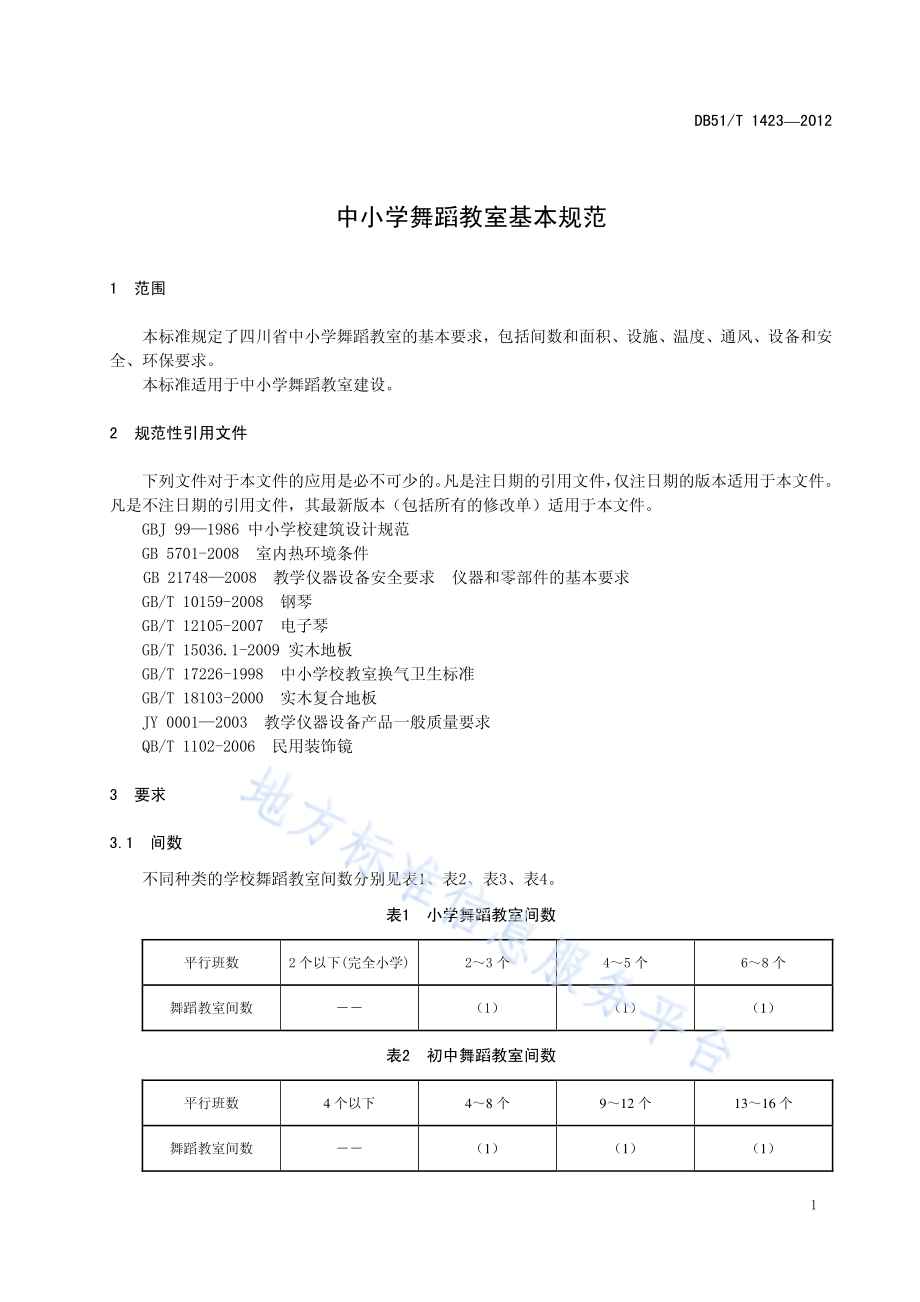 中小学舞蹈教室基本规范DB51／T 1423-2012.pdf_第5页