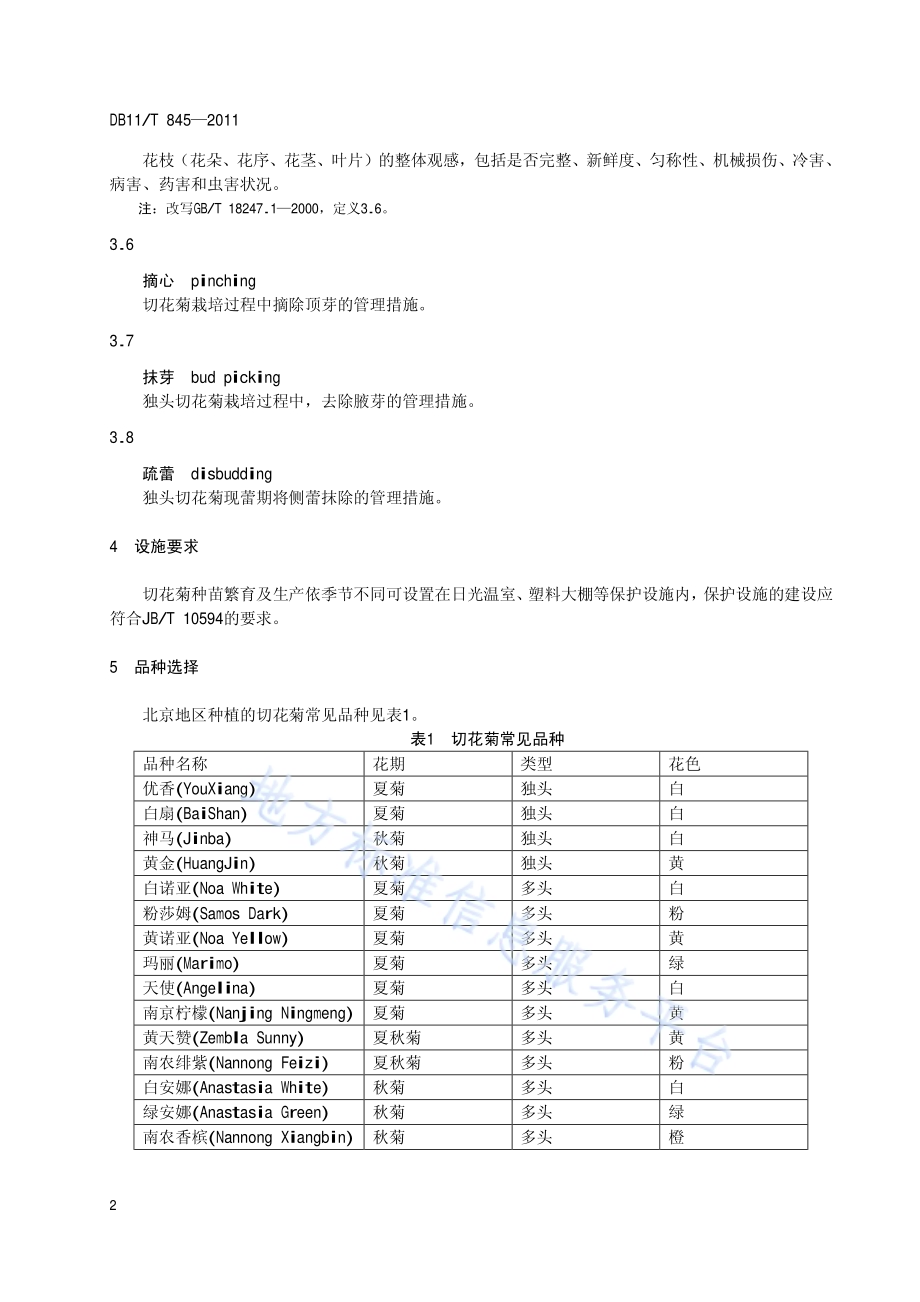 切花菊设施生产技术规程DB11／T 845-2011.pdf_第5页