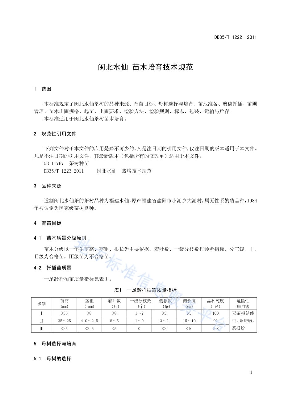 闽北水仙 苗木培育技术规范DB35／T 1222-2011.pdf_第5页
