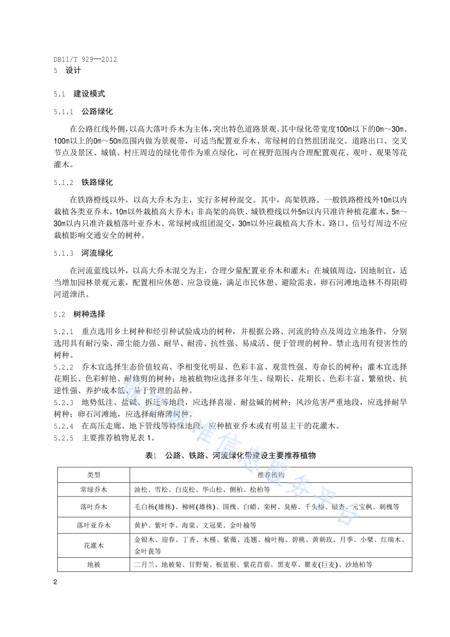 平原地区森林生态体系建设技术规程 公路、铁路、河流绿化带DB11／T 929-2012.pdf_第5页