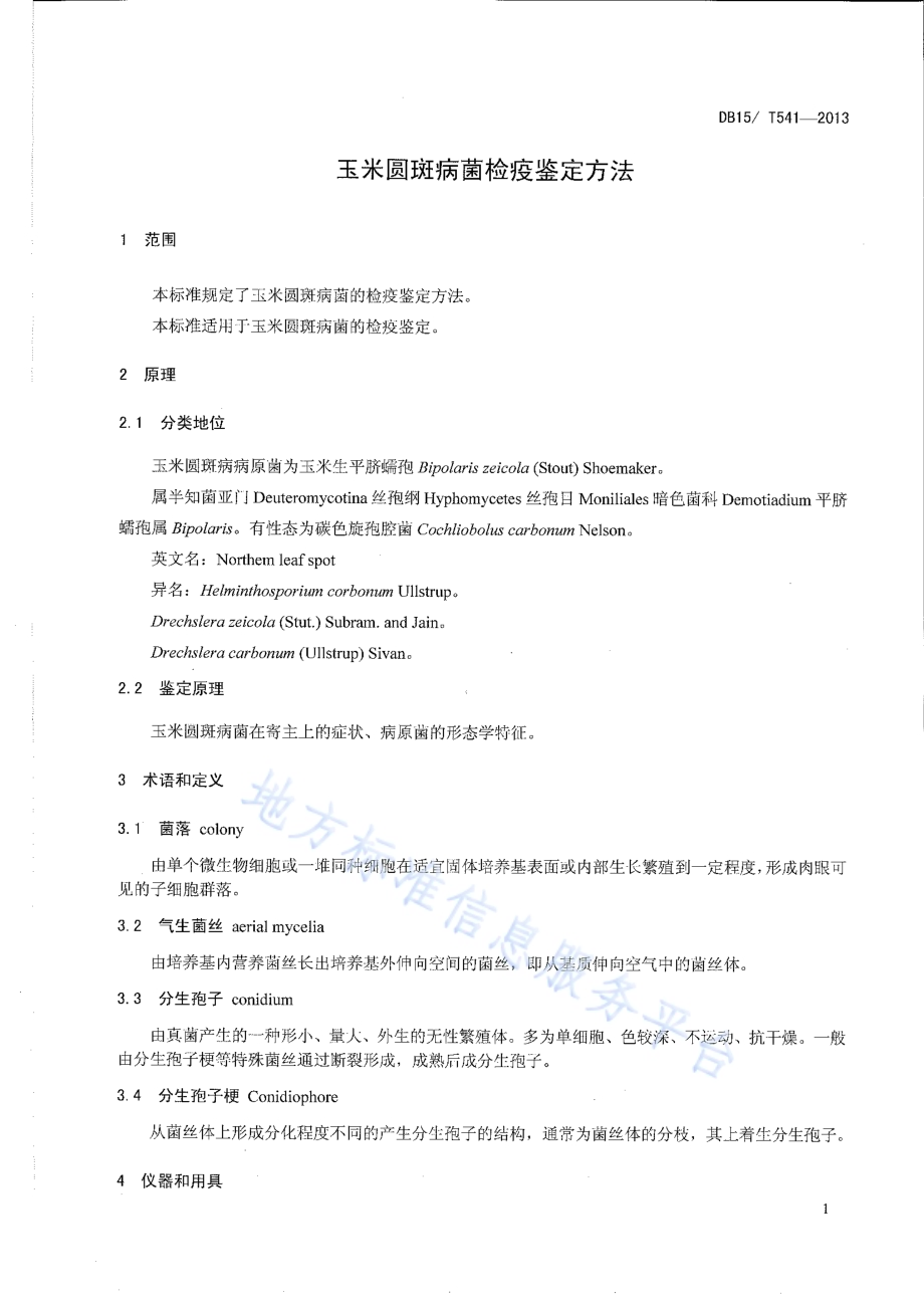 玉米圆斑病菌检疫鉴定方法DB15／T 541-2013.pdf_第3页