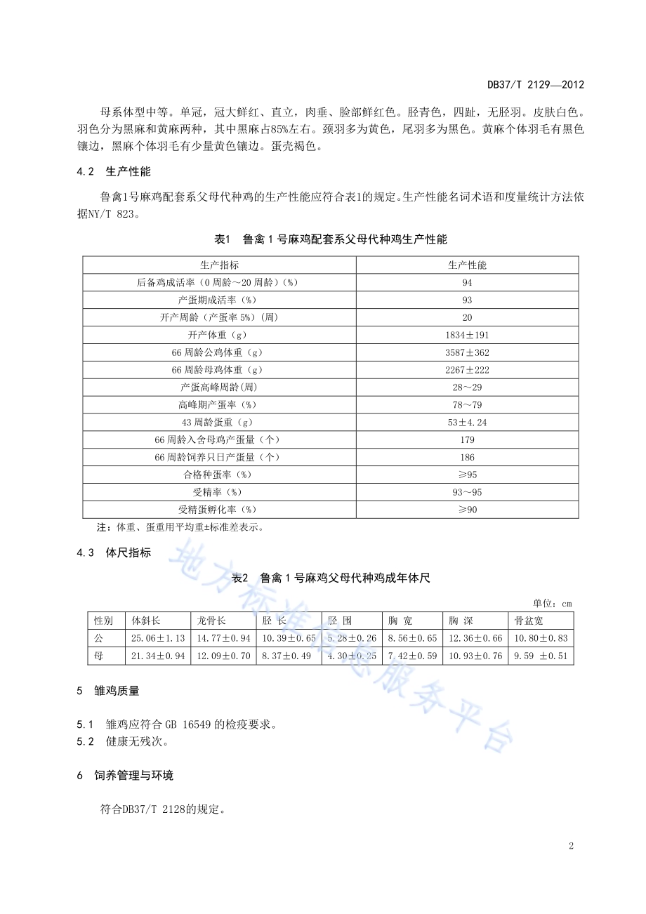 鲁禽1号麻鸡配套系父母代种鸡DB37／T 2129-2012.pdf_第4页