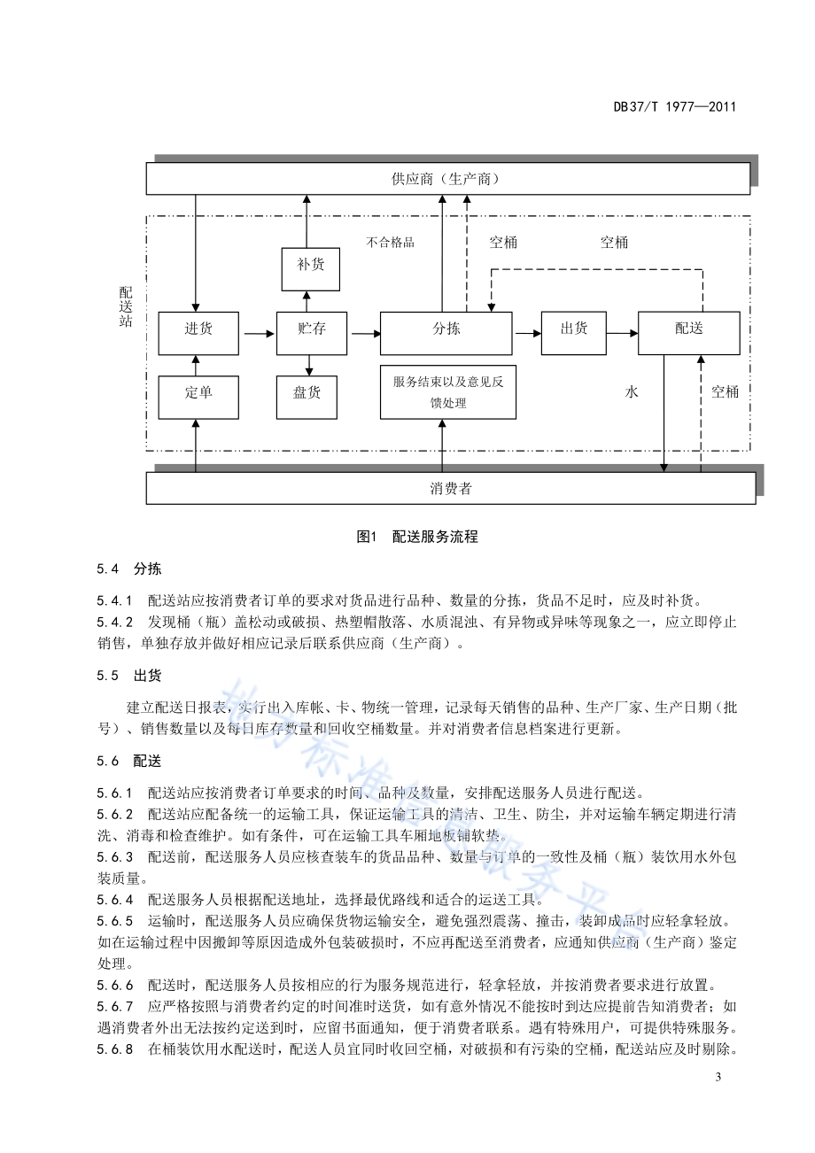 桶（瓶）装饮用水配送服务规范DB37／T 1977-2011.pdf_第5页