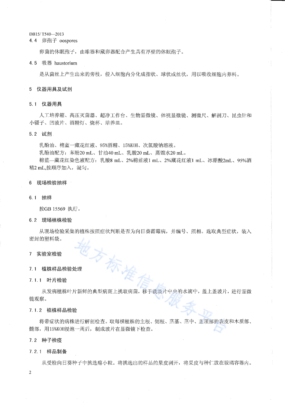 向日葵霜霉菌检疫鉴定方法DB15／T 540-2013.pdf_第4页
