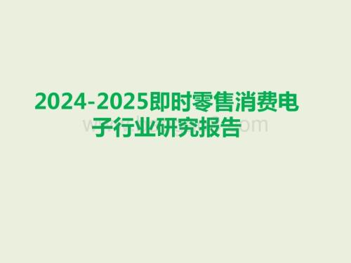 2024-2025即时零售消费电子行业研究报告.pptx