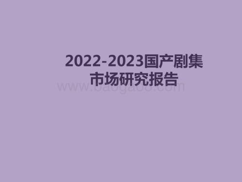 2022-2023国产剧集市场研究报告.pptx