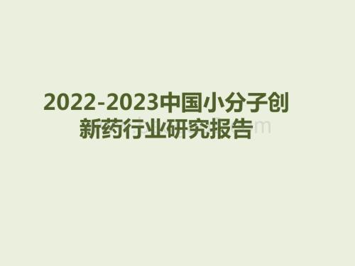 2022-2023中国小分子创新药行业研究报告.pptx