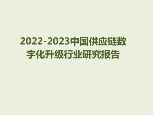 2022-2023中国供应链数字化升级行业研究报告.pptx