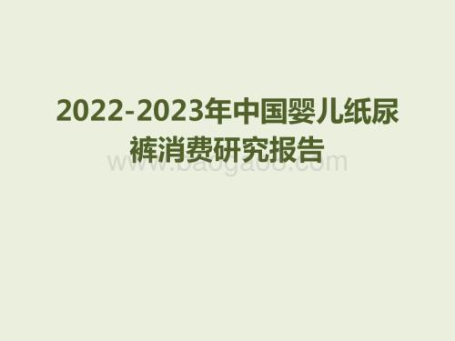 2022-2023年中国婴儿纸尿裤消费研究报告.pptx
