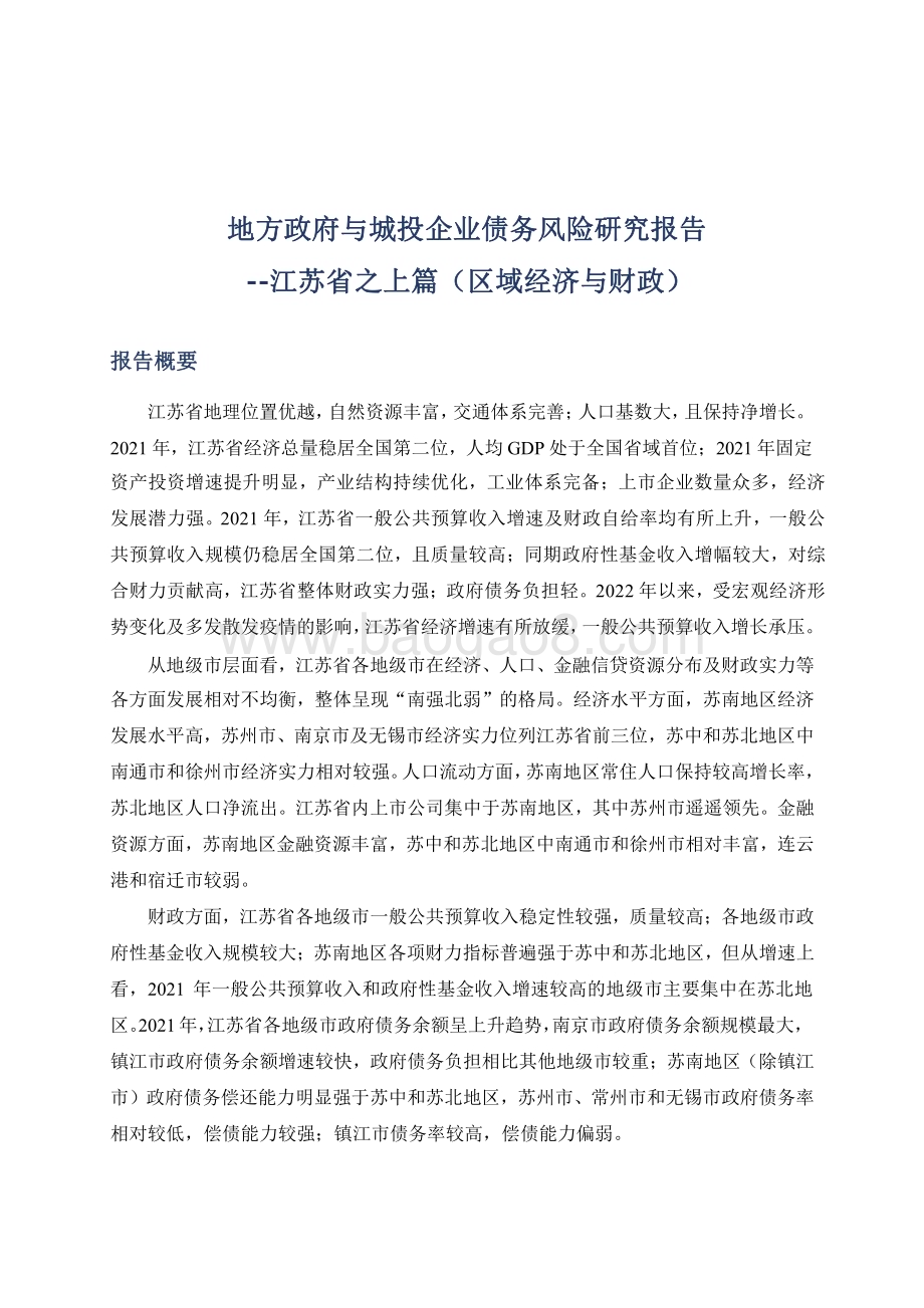 2023-2024地方政府与城投企业债务风险 研究报告—江苏篇（上）.pdf_第2页
