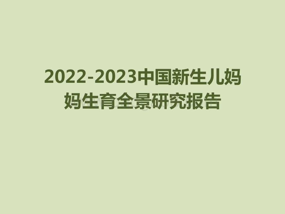 2022-2023中国新生儿妈妈生育全景研究报告.pptx_第1页