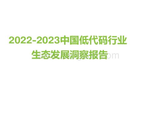 2022-2023中国低代码行业生态发展洞察报告.pdf
