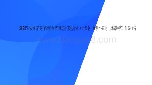 2023“沙发经济”走向“厨房经济”厨房小家电行业（小家电厨房小家电厨房经济）研究报告.pdf
