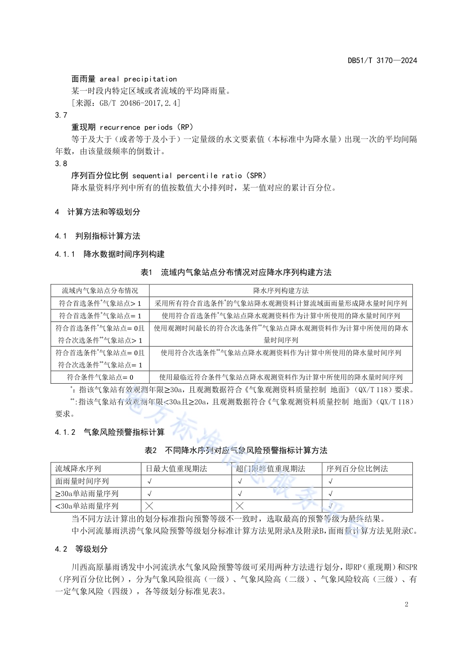 川西高原中小河流暴雨洪涝气象风险预警等级DB51／T 3170-2024.pdf_第5页