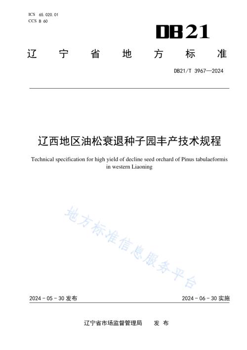 辽西地区油松衰退种子园丰产技术规程DB21／T 3967-2024.pdf