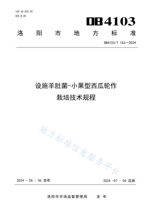设施羊肚菌-小果型西瓜轮作栽培技术规程DB4103／T 163-2024.pdf