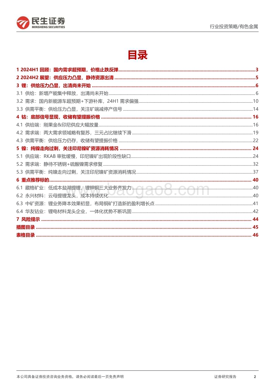 20240612_民生证券_金属行业2024年中期策略系列报告之能源金属篇：大浪淘沙守得云开见月明_47页.pdf_第2页