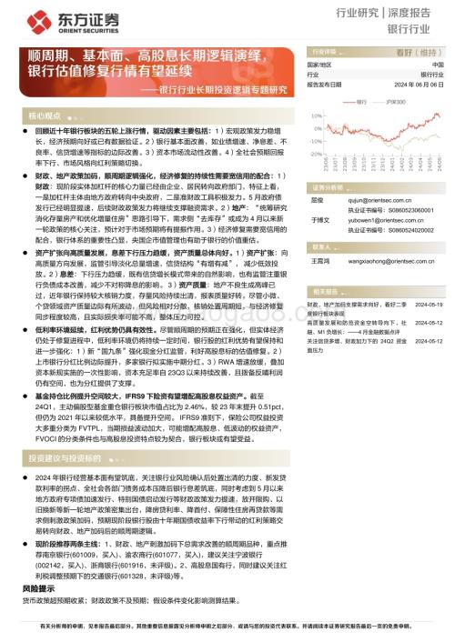 20240606_东方证券_银行行业长期投资逻辑专题研究：顺周期、基本面、高股息长期逻辑演绎银行估值修复行情有望延续_20页.pdf