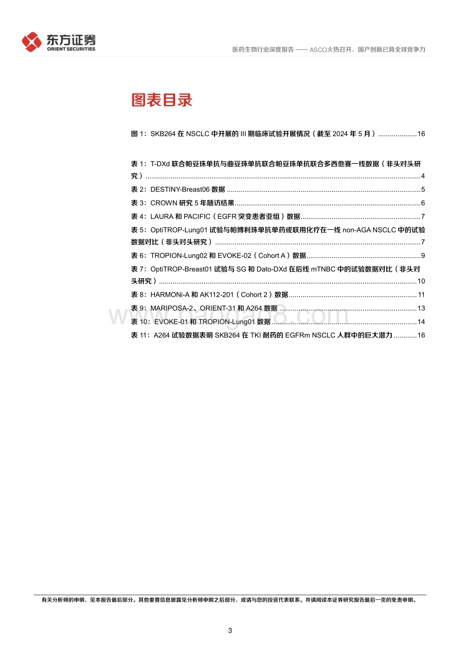 20240611_东方证券_医药生物行业2024 ASCO部分重点研究梳理：ASCO火热召开国产创新已具全球竞争力_19页.pdf_第3页