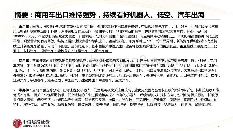 20240603_中信建投_汽车行业：建议重点关注出海方向周周谈之商用车出口维持强势持续看好机器人、低空、汽车出海_44页.pdf_第4页
