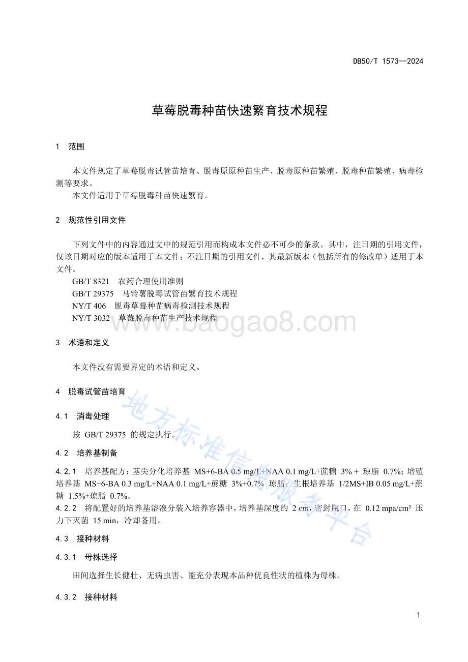草莓脱毒种苗快速繁育技术规程DB50／T 1573-2024.pdf_第5页
