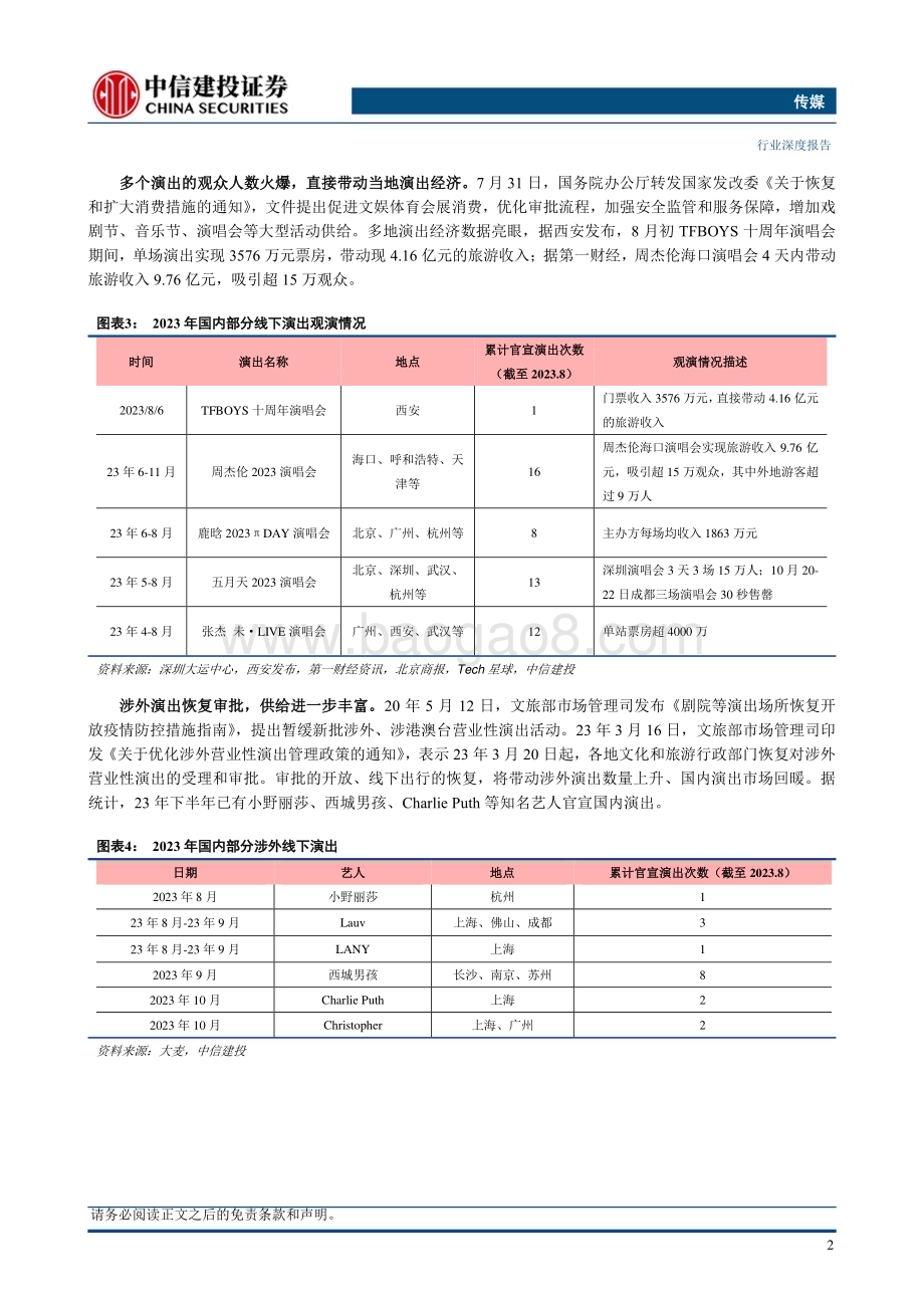 20231009_中信建投_传媒行业线下演出强劲复苏可选消费带来全产业链投资机会_32页.pdf_第3页