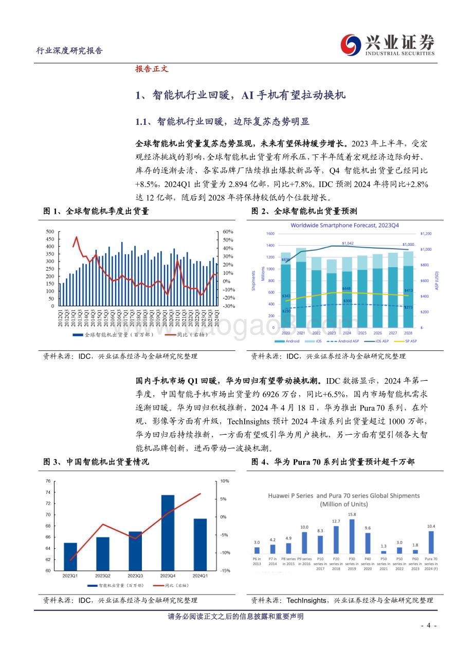 20240524_兴业证券_电子行业：AI加速落地智能机端侧硬件多个环节迎量价齐升_31页.pdf_第4页