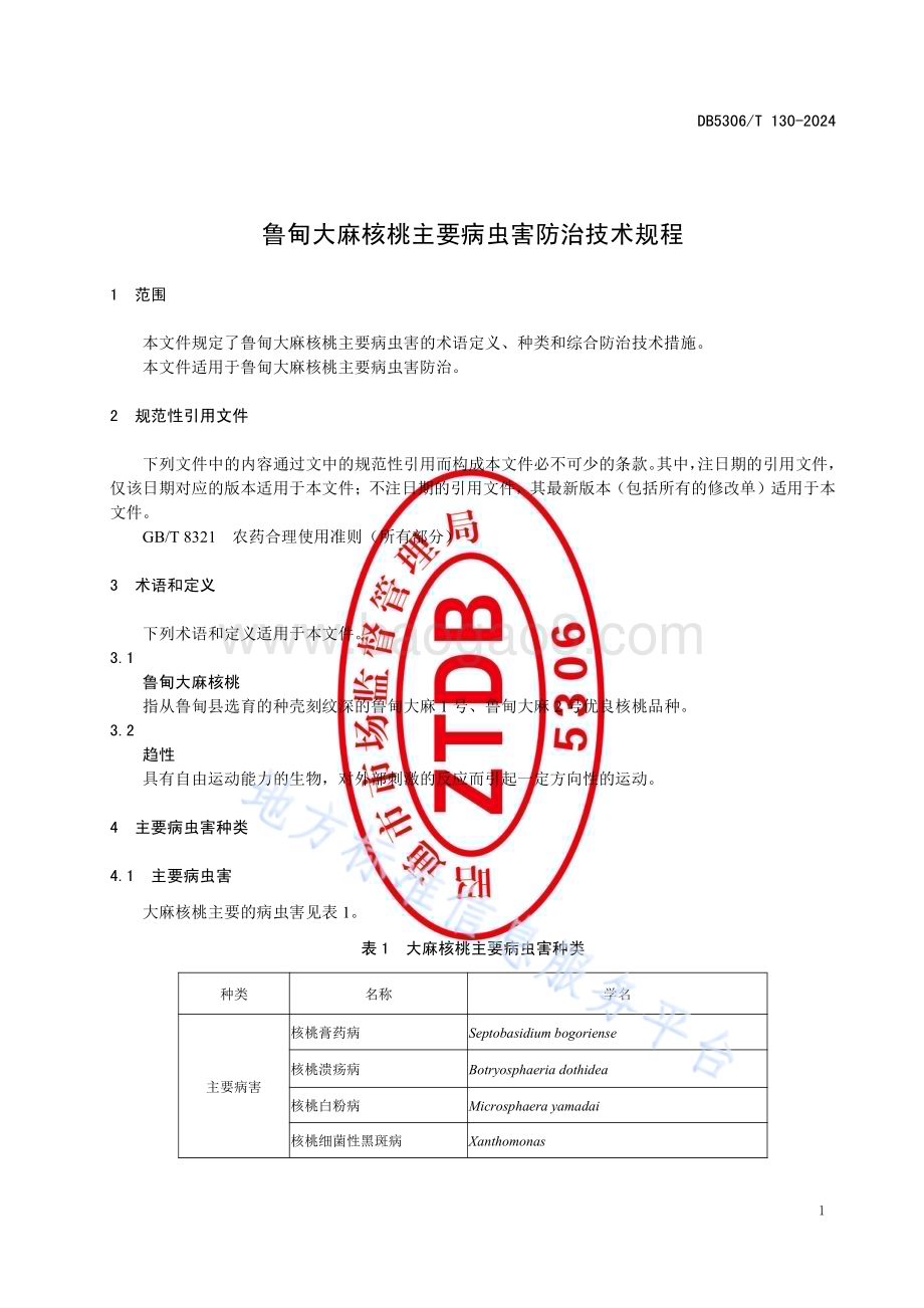 鲁甸大麻核桃主要病虫害防治技术规程DB5306／T 130－2024.pdf_第5页